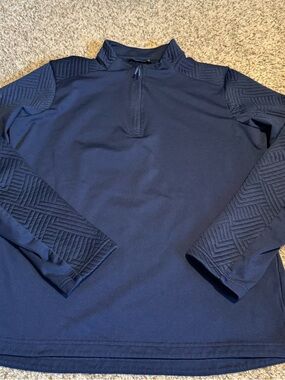 Navy Quilted Sleeve Half-Zip Pullover